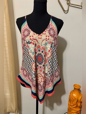 HeartSoul Multicolor Mandala V-Neck Spaghetti Strap Cami